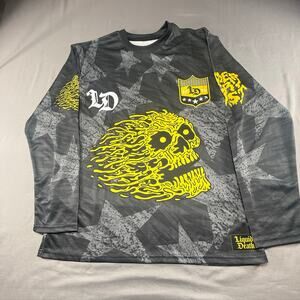 Liquid Death Skull Jersey Men’s L Black Yellow Long Sleeve  NWOT blokecore